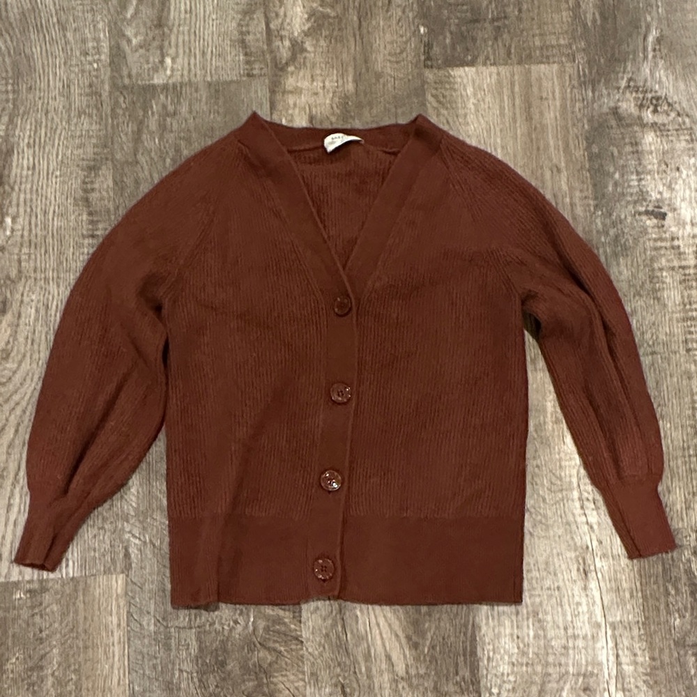 Aritzia Babaton Rich Brown 2XS‎ Wool Blend Cardigan Sweater